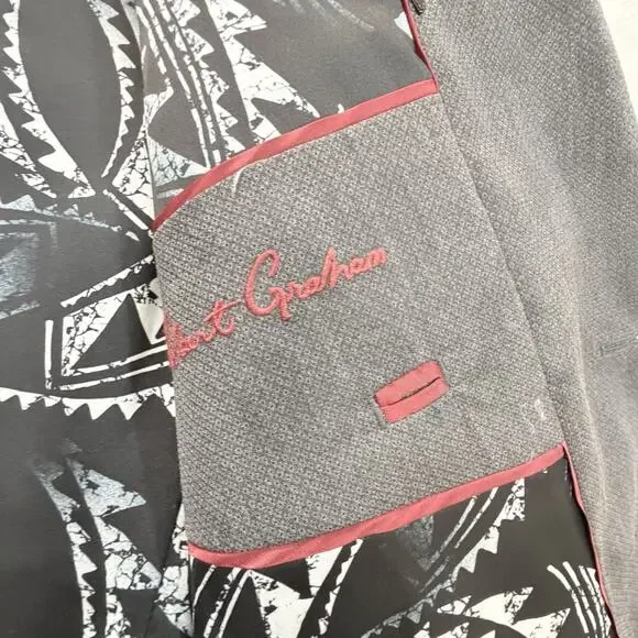 Robert Graham Gray Blazer Jacket 46 Classic Muted Geometric Abstract Sports Coat